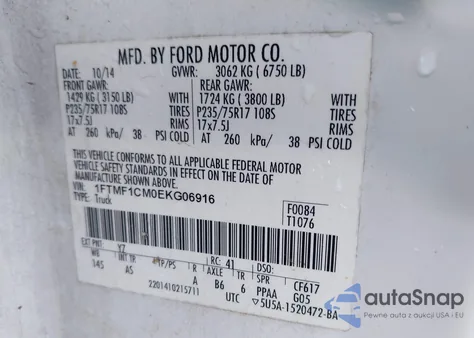 2014 Ford F-150 Xl z USA, uszkodzony, nr VIN 1FTMF1CM0EKG06916